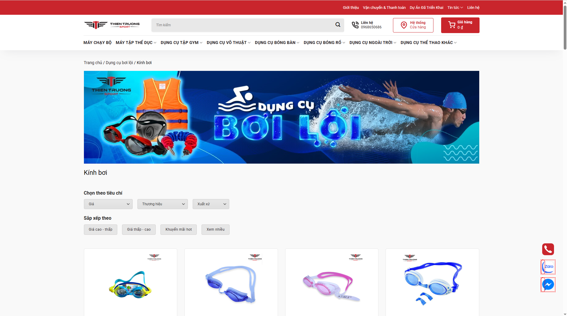 Thể thao Thiên Trường - địa chỉ mua kính bơi uy tín, chất lượng