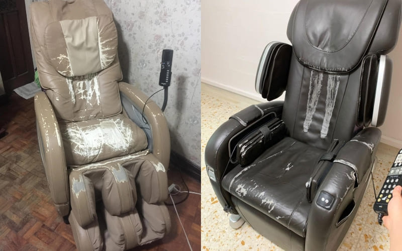 Không nên mua ghế massage cũ khi có da có dấu hiệu bong tróc và động cơ không hoạt động